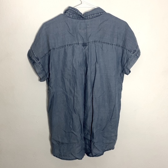 American Eagle Chambray Shirt Womens Small Button Down Short Sleeve Lyocell - Picture 7 of 7
